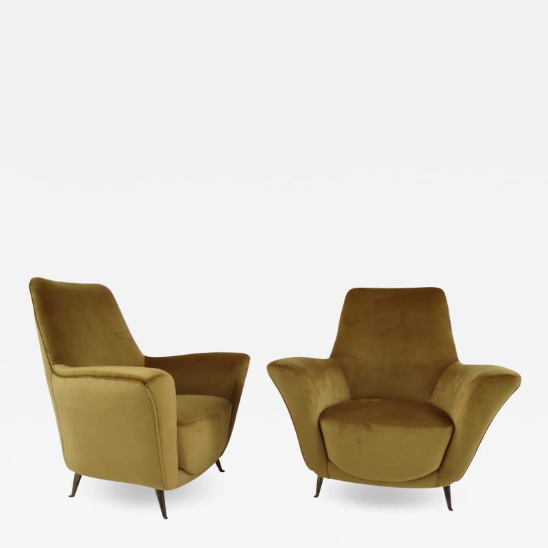 Paolo Buffa Pair of Rare Gold Ico Luisa Parisi Armchairs by Isa 1952