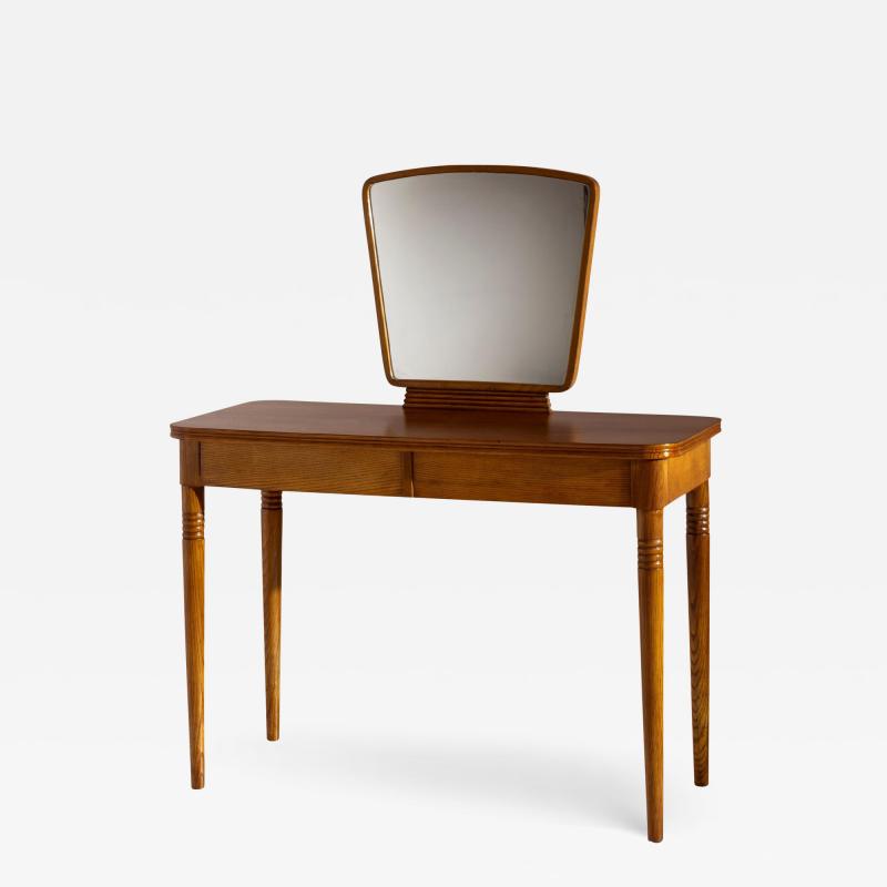 Paolo Buffa Paolo Buffa Chestnut vanity table with drawers and mirror by Valzania Italy 1938