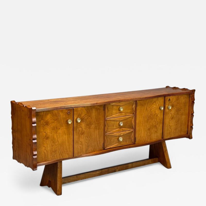 Paolo Buffa Paolo Buffa Italian Modern Cherrywood Brass Sideboard Italy 1950s