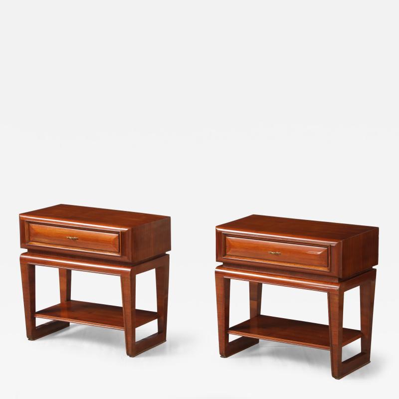 Paolo Buffa Paolo Buffa Pair of Mahogany Bedside or Night Stand Tables Italy ca 1950