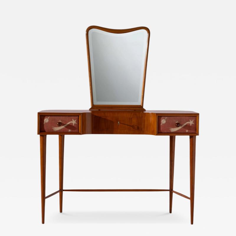 Paolo Buffa Paolo Buffa Petineuse in Cherry with Painted Linen Drawers Italy 1940s