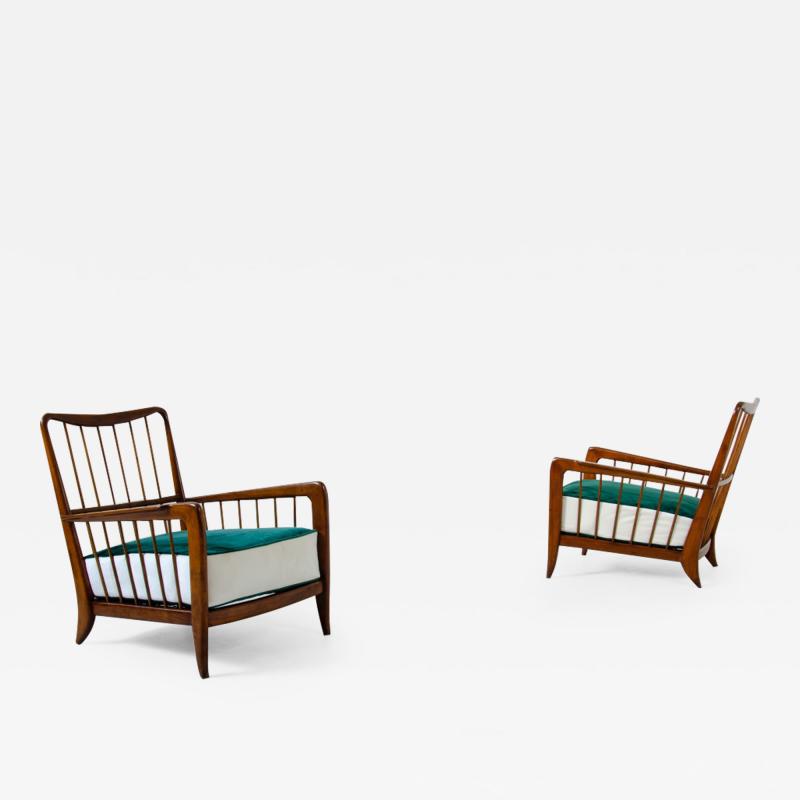 Paolo Buffa Paolo Buffa rare 1940s pair of armchairs in cherry wood