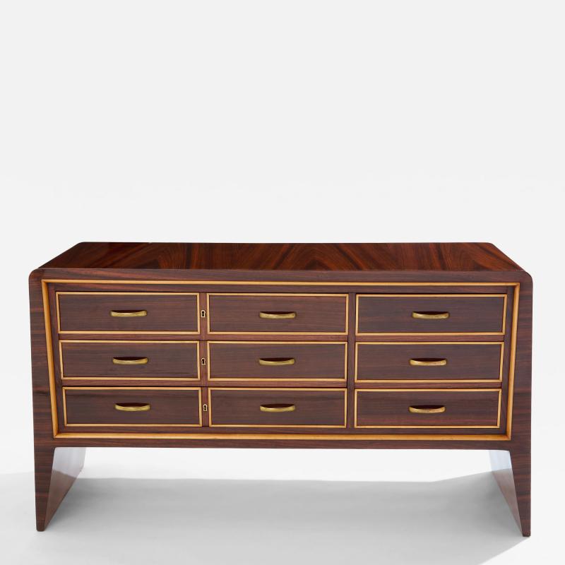 Paolo Buffa Paolo Buffa rosewood sycamore and brass chest of drawers 1940s