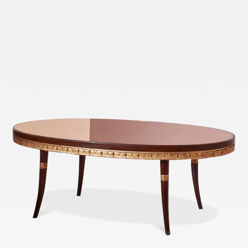 Paolo Buffa Paolo buffa coffee table with painted and gilded wood and a mirrored glass top
