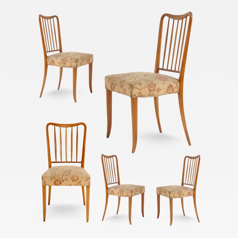 Paolo Buffa Set of Five Dining Chairs by Paolo Buffa 1950 Italy