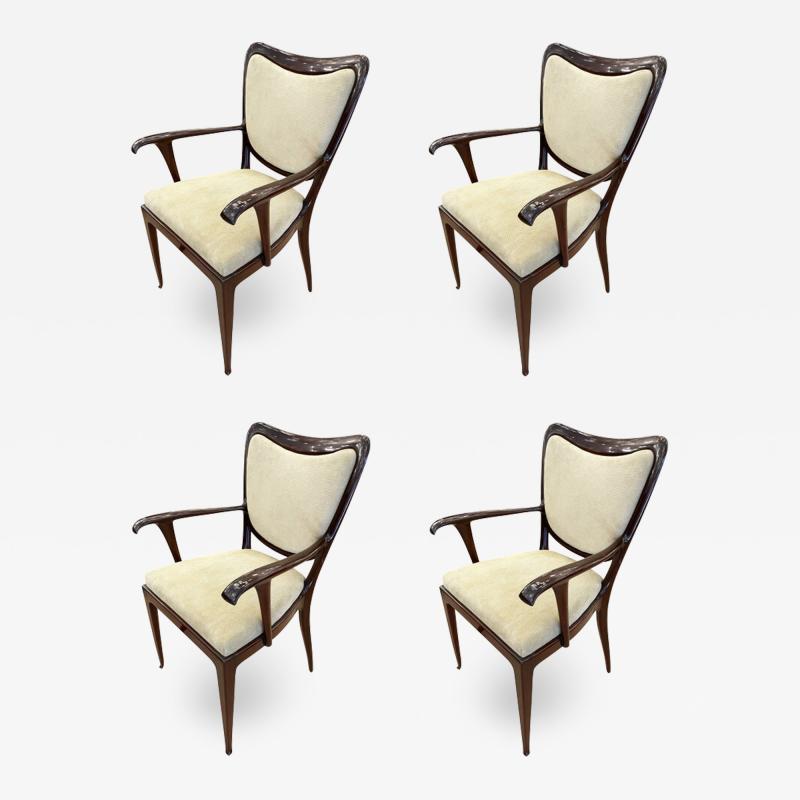 Paolo Buffa Set of Four Paolo Buffa Armchairs Italy 1940s