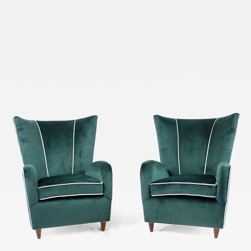 Paolo Buffa pair of green velvet Paolo Buffa armchairs 1950