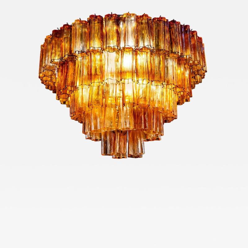 Paolo Venini Venini Modern Gold Amber Color Murano Glass Chandelier or Flushmount 1970