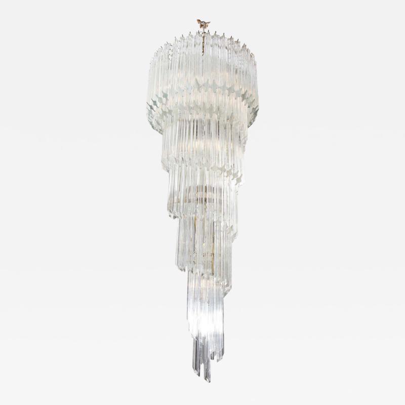 Paolo Venini Vintage 1970s Quadriedri Venini Glass Spiral Chandelier
