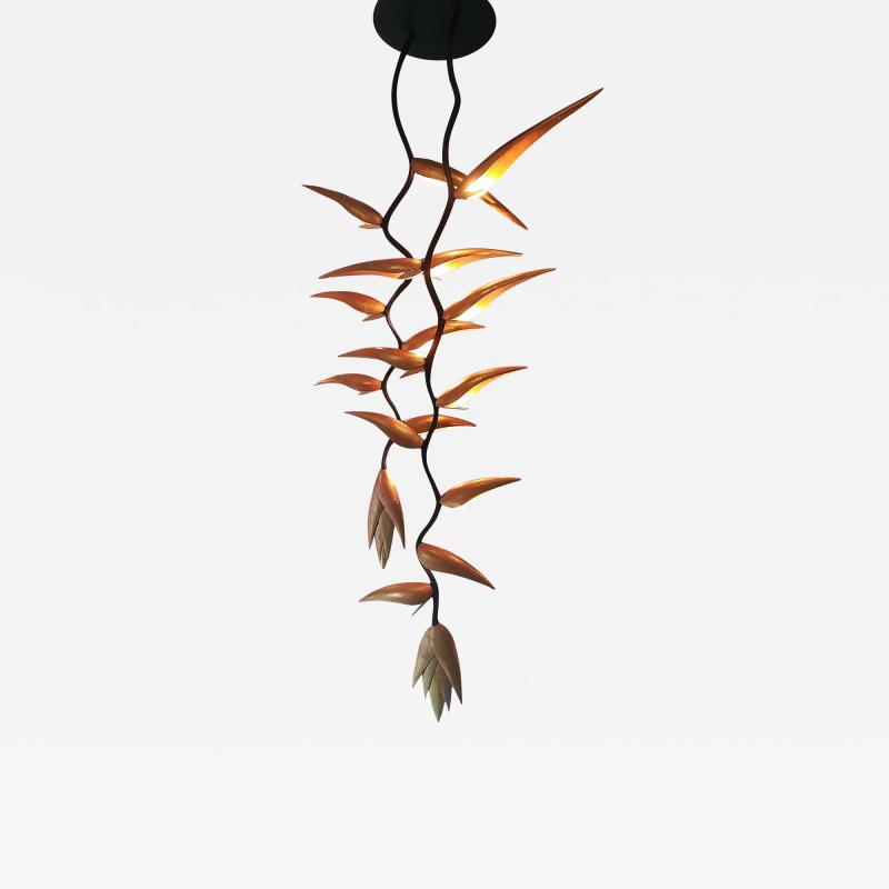 Paradise birds Chandelier Black and Gold Patinated Metal