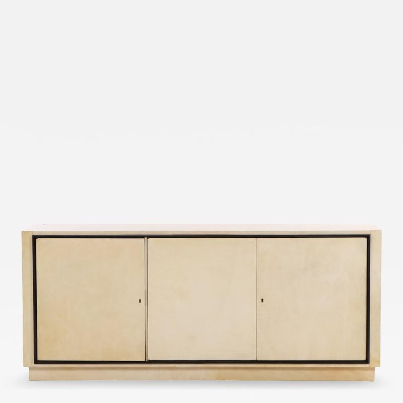 Parchment Covered Sideboard With Ebonized Trim C 1960