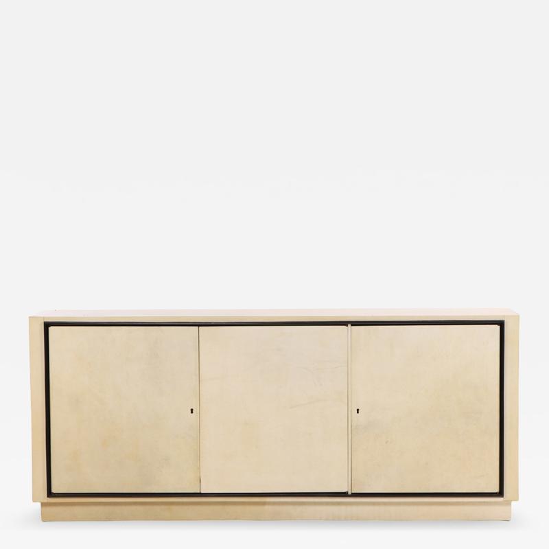 Parchment Covered Sideboard With Ebonized Trim C 1960