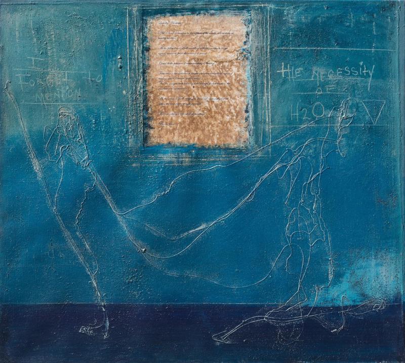 Parris Jaru A Drop in the Pond Poetry Painting with Inscriptions and Poem by the Artist