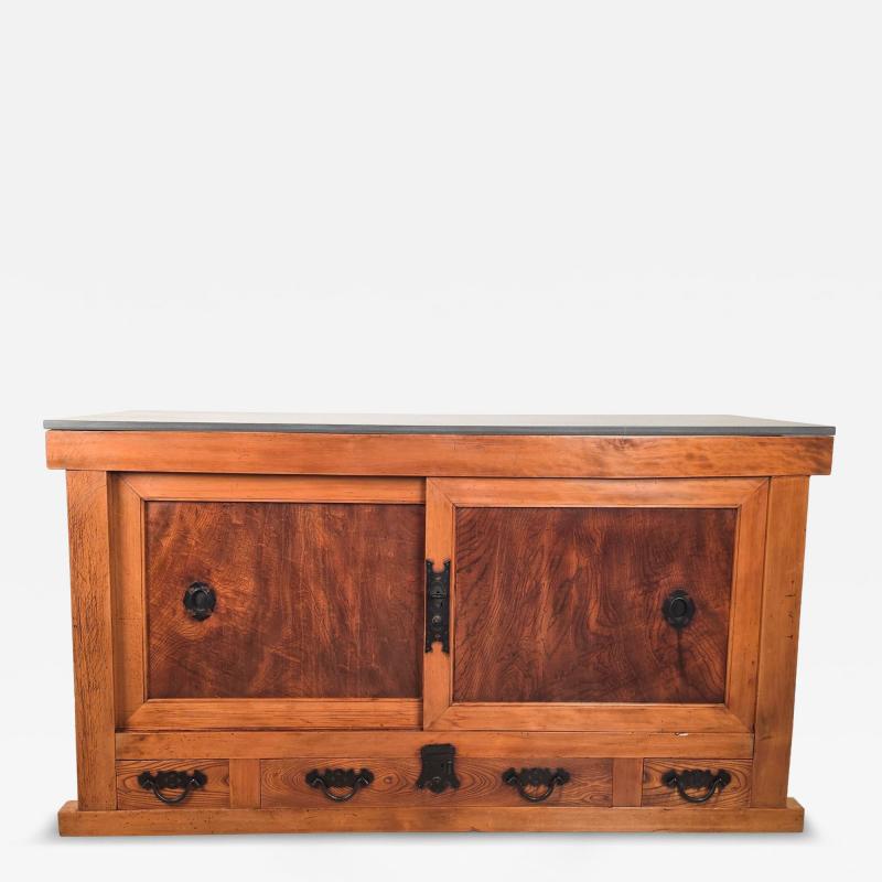 Part of a Japanese Meiji Kitchen Tansu Now a Slate Topped Sideboard