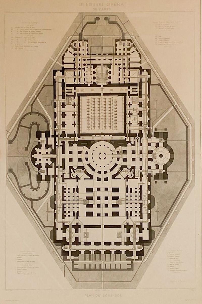 Part of the Plans for the Paris Opera House Published 1881 France