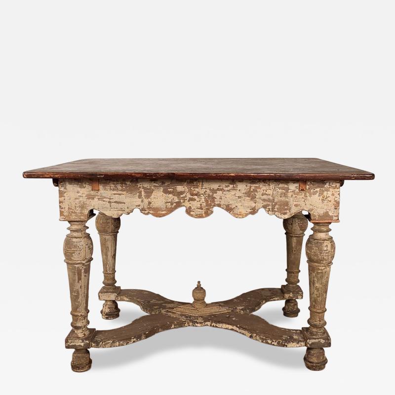 Partially Painted Kitchen Table with Reversible Top Sweden 19th century