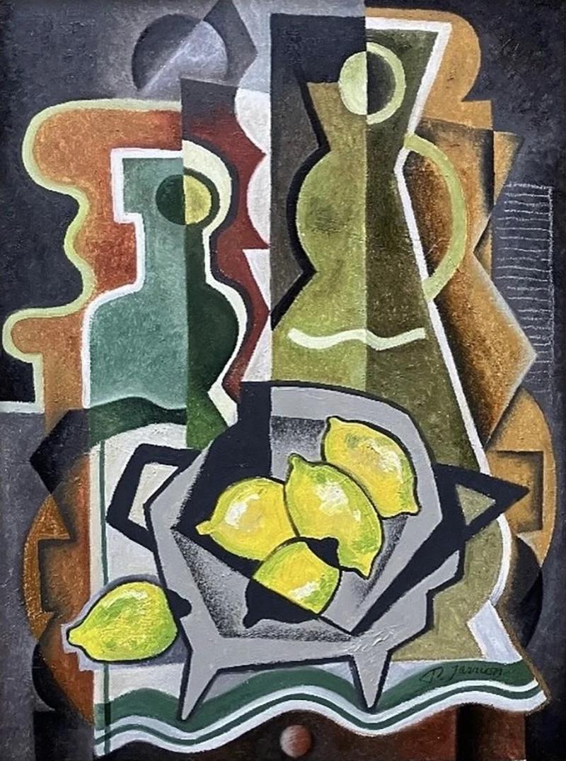 Pascal Jarrion Art Deco Style Cubist Oil Painting LAssortiment by Pascal Jarrion