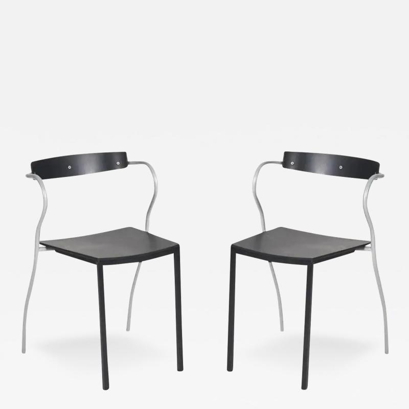 Pascal Mourgue Pair of Black Pascal Mourgue for Artelano Rio Side or Dining Chairs France 1990s