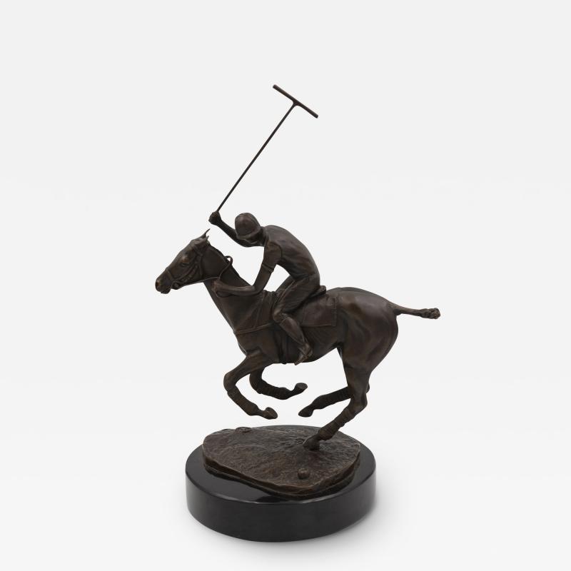 Patinated Bronze Model Of A Polo Player On Horseback American 20th Century 