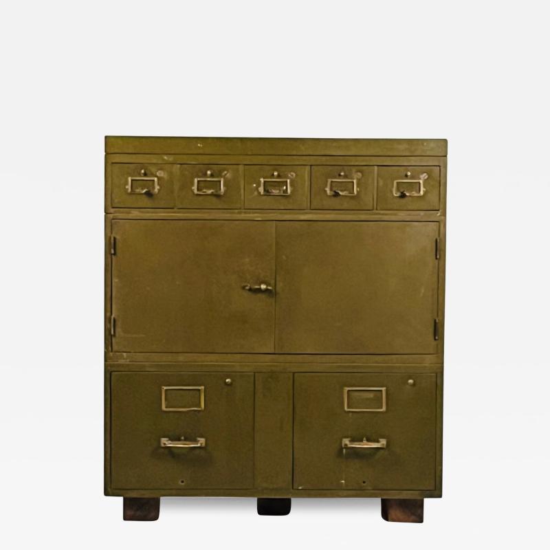 Patinated Industrial Metal Cabinet