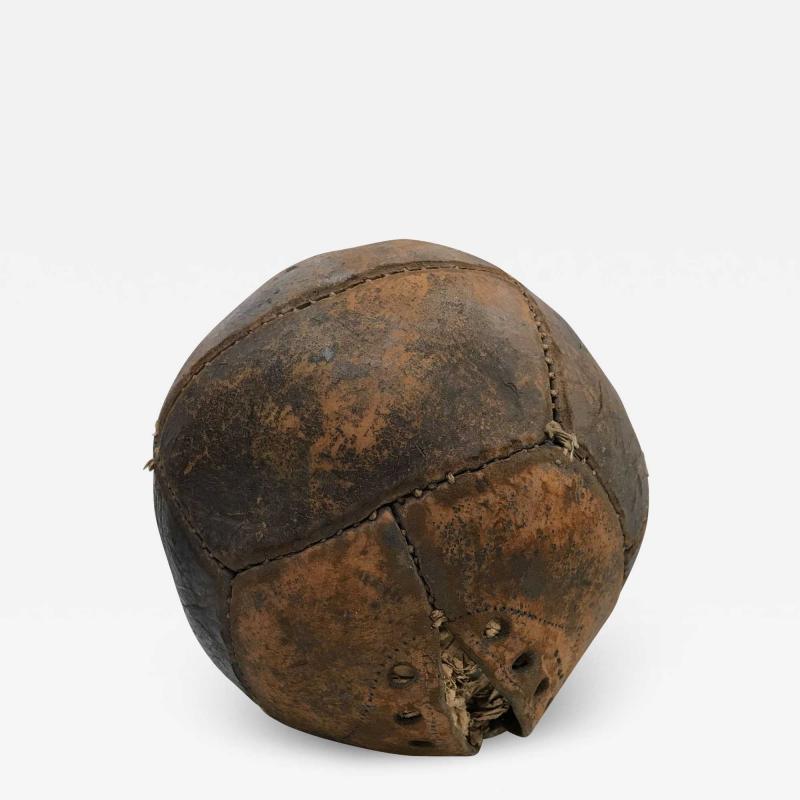 Patinated Leather Medicine Ball Distressed Collectible Sports Art Memorabilia