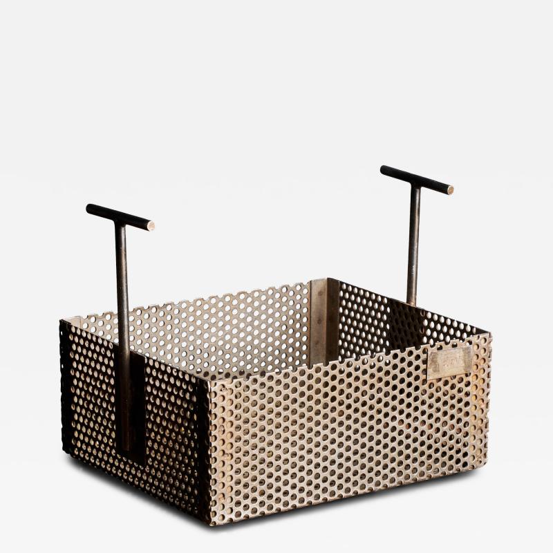 Patinated Perforated Steel Industrial Basket United States 20th C