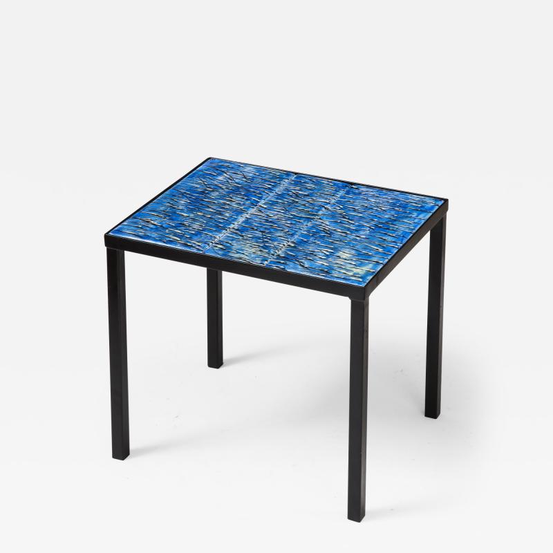 Patrice Dangel Wrought Iron Table with Hand Glazed Tiles by Marius Fernandez Patrice Dangel