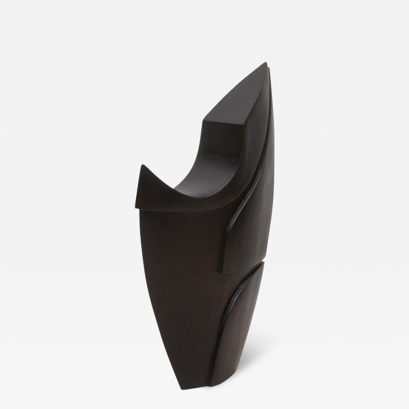 Patrick Coard Modern Abstract L Sculpture in Black Oak by Patrick Coard Paris