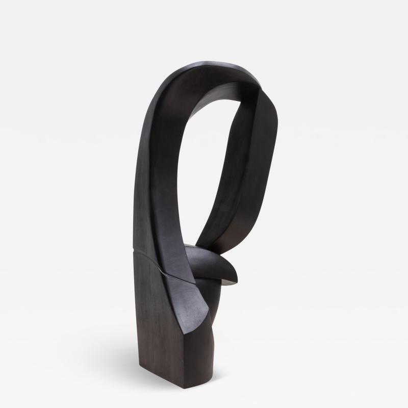 Patrick Coard Modern Abstract Sculpture in Black Oak by Patrick Coard Paris
