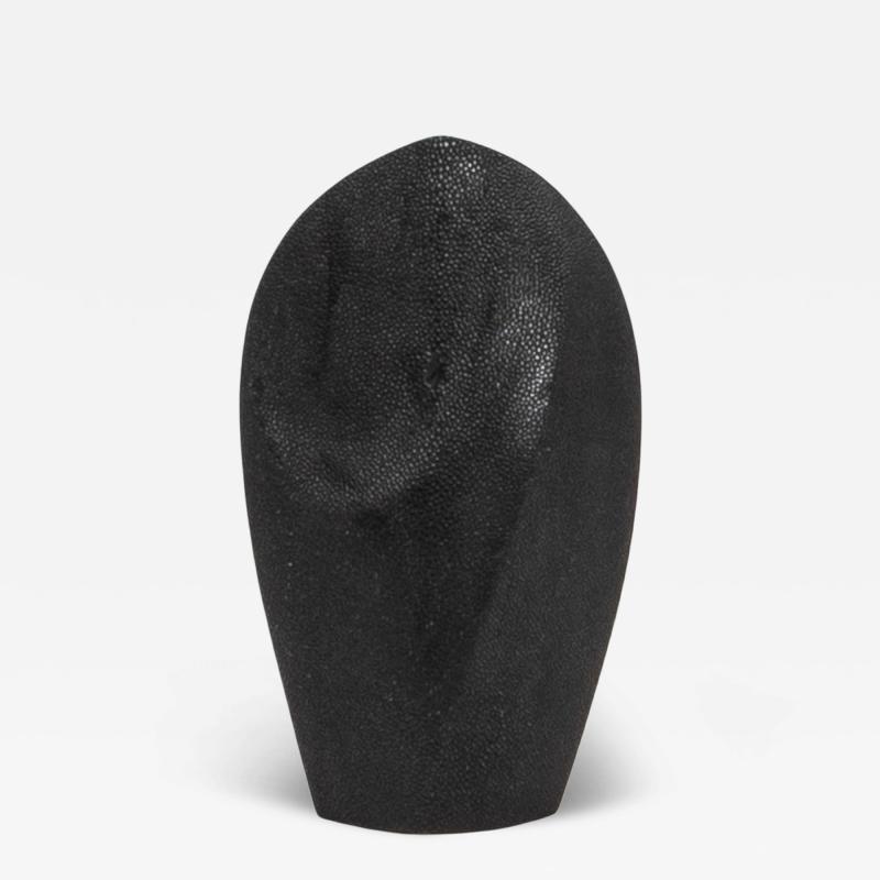 Patrick Coard Modern Abstract Sculpture in Black Shagreen by Patrick Coard Paris