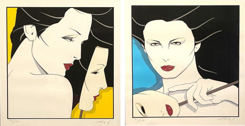 Patrick Nagel Diptych Mask I and Mask II