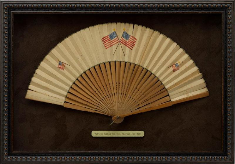 Patriotic Folding Fan with American Flag Motif