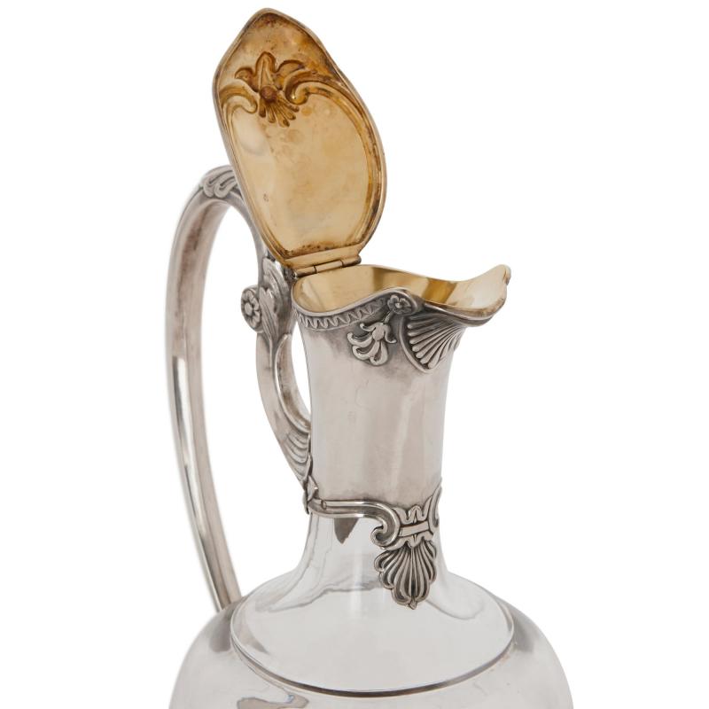 Paul Devaux Two Art Nouveau silver and glass wine jugs by Devaux