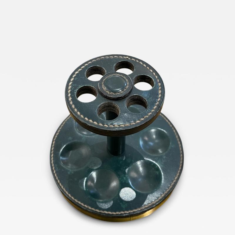 Paul Dupr Lafon 1950s Stitched leather pipe holder by Paul Dupr Lafon for Herm s