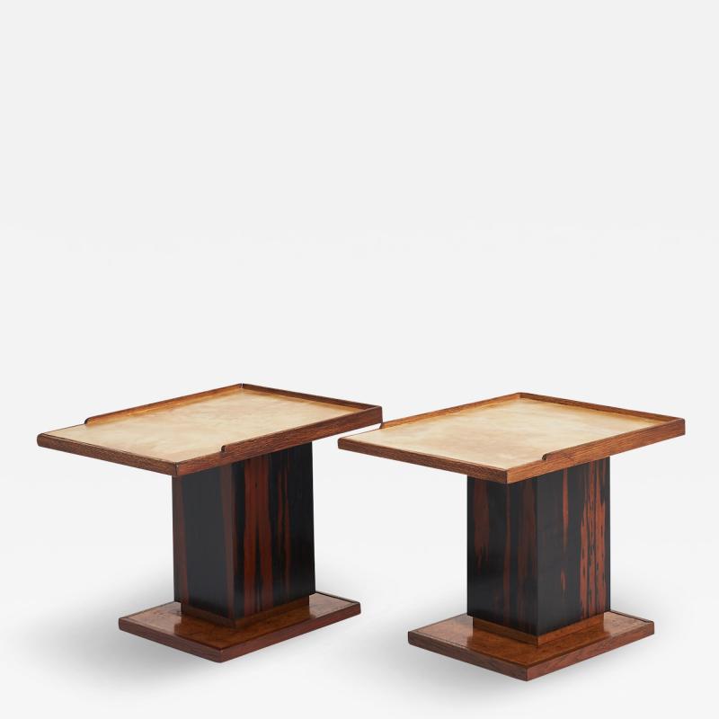 Paul Dupr Lafon Pair of Velum Side Tables in the manner of Paul Dupr Lafon