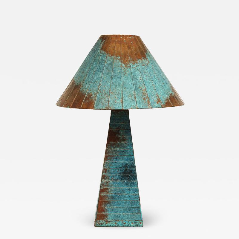 Paul Evans Artisan Patinated Copper Table Lamp 1970s