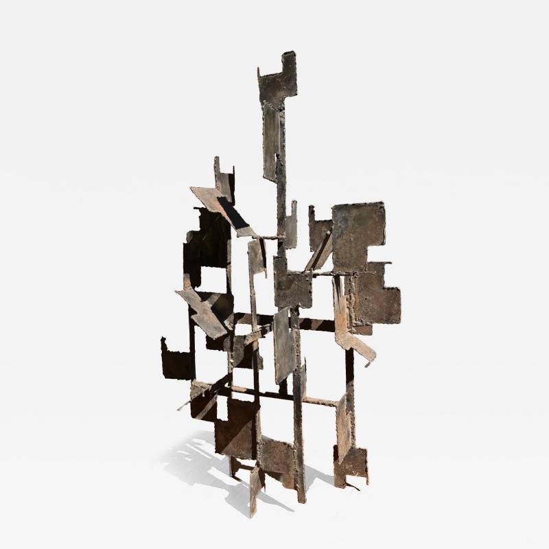 Paul Evans BRUTALIST MIXED METALS WALL TABLE SCULPTURE ATTRIBUTED TO PAUL EVANS