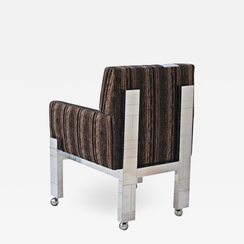 Paul Evans Cityscape Fabric Desk Arm Side Chair with Castors by Paul Evans Inc