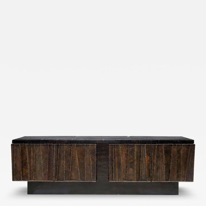 Paul Evans Deep Relief Steel Front Sideboard Cabinet PE 42 by Paul Evans