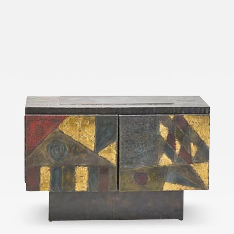 Paul Evans Fine patch welded steel cabinet by Paul Evans