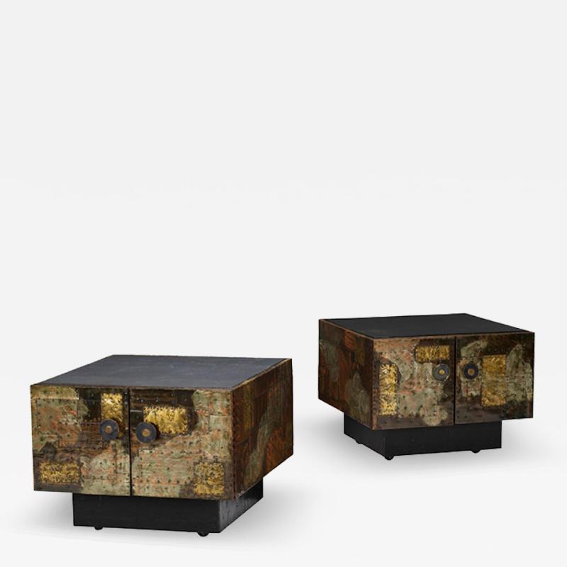 Paul Evans IMPORTANT PAIR OF PAUL EVANS PATCHWORK SIDE TABLES