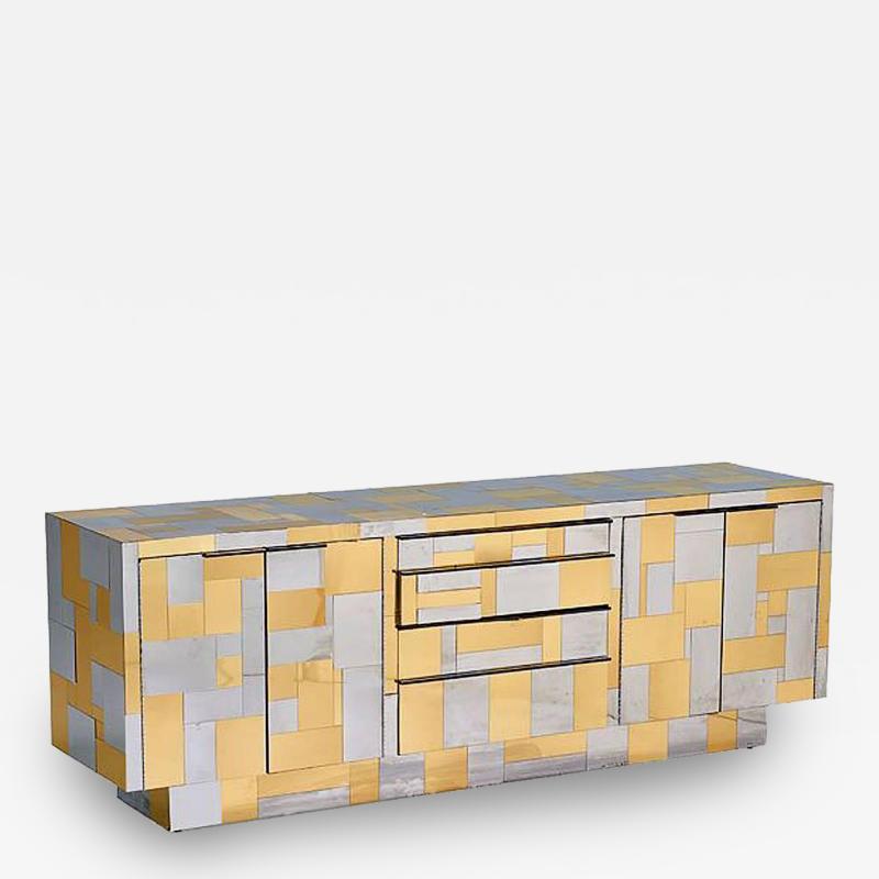 Paul Evans Large Cityscape Credenza in Brass and Chrome by Paul Evans