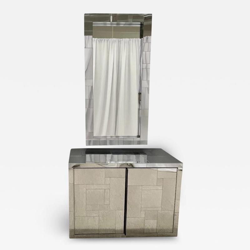 Paul Evans Mid Century Modern Paul Evans Cityscape Mirrored Cabinet and Mirror Vanity