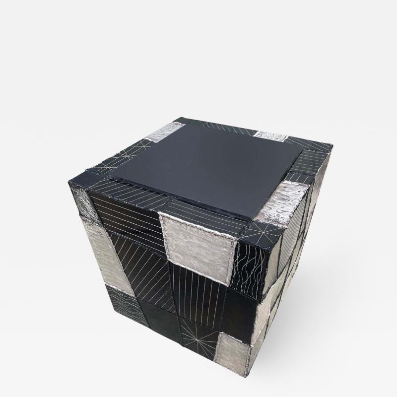 Paul Evans Mid Century Modern Paul Evans Studio Argente Cube Side Table in Black White