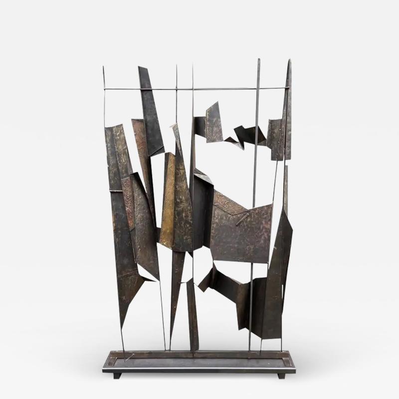 Paul Evans Monumental Abstract Brutalist Steel Floor Sculpture or Room Divider Screen