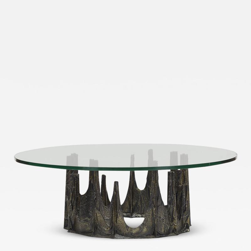 Paul Evans PAUL EVANS BRONZE AND GLASS STALAGMITE COFFEE TABLE