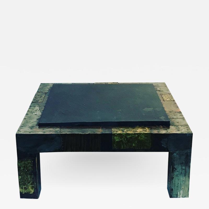 Paul Evans PAUL EVANS MIXED METALS PATCHWORK AND SLATE COFFEE TABLE