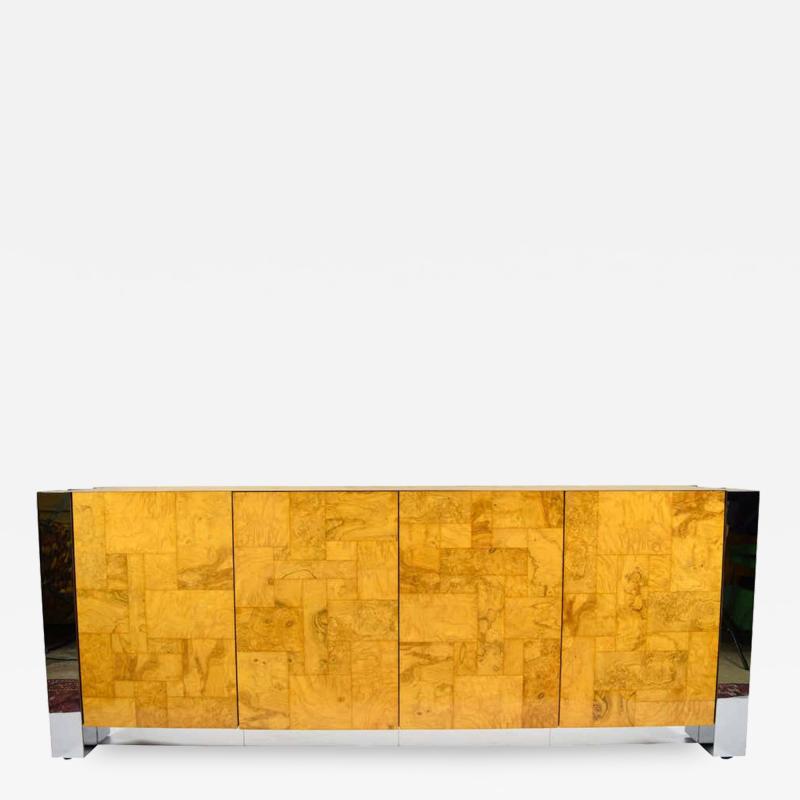 Paul Evans Paul Evans Cityscape Console in Burl Wood and Chrome