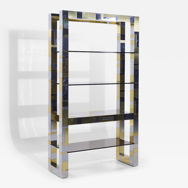 Paul Evans Paul Evans Cityscape Mid Century Brass and Chrome Freestanding Bookcase