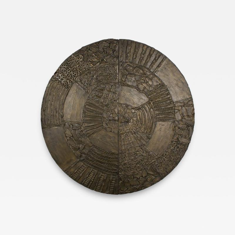 Paul Evans Paul Evans Disc Bar Brutalist Sculpted Bronze Signed and Dated Six Feet Dia 